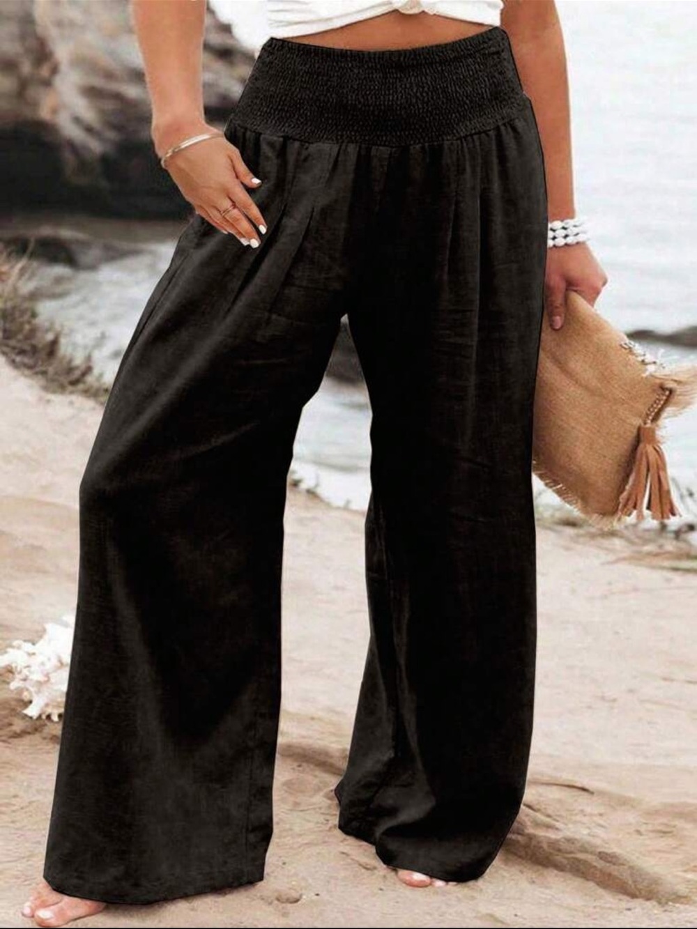 NWOT: Black Wide-Leg Pull-On Pants